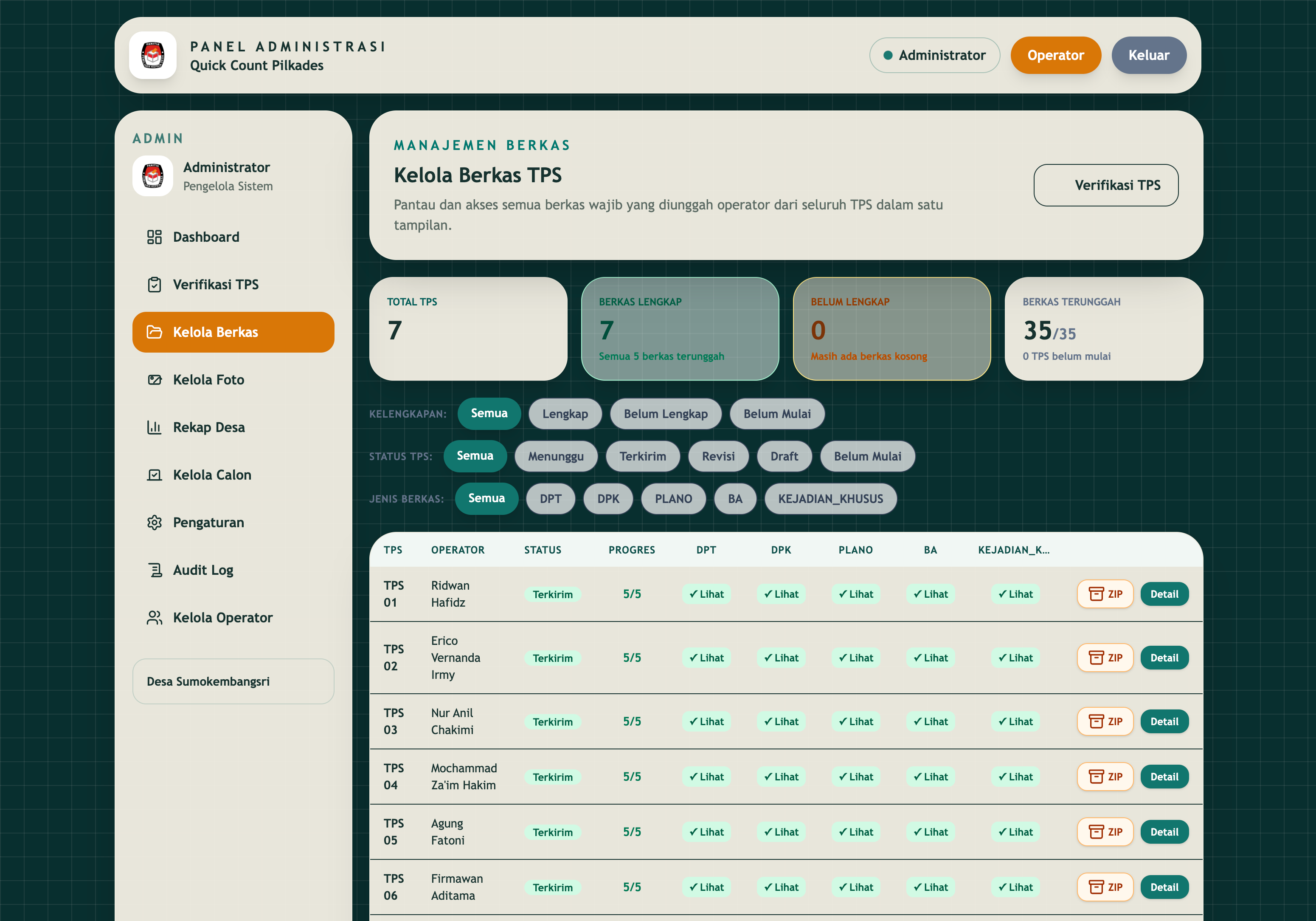 Screenshot 1: Quick Count Pilkades — Sistem Rekapitulasi, Hitung Cepat & Verifikasi Pilkades